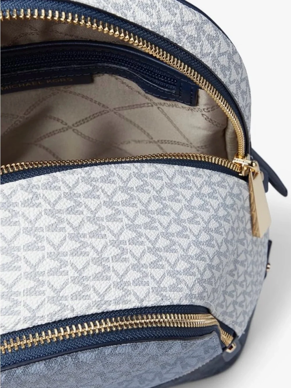 Michael Kors Two-Tone Blue MK Logo Backpack New